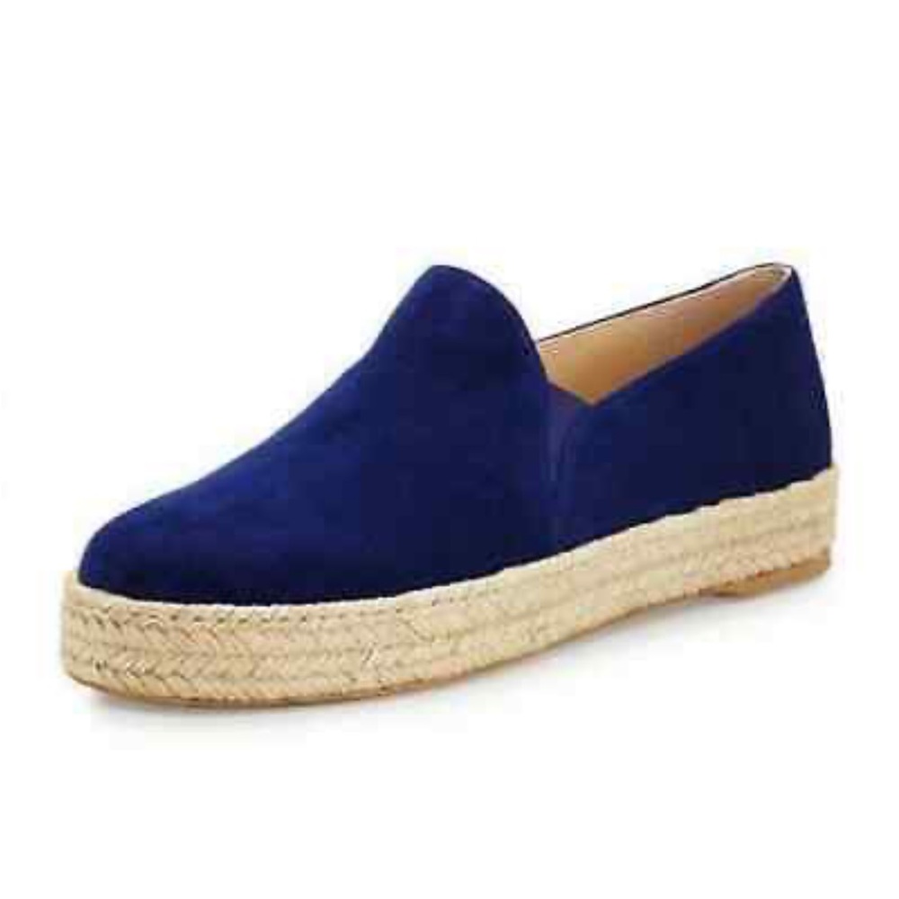 Stuart Weitzman Nugal Nappa Espadrille Nice Blue Suede Slip On Flats